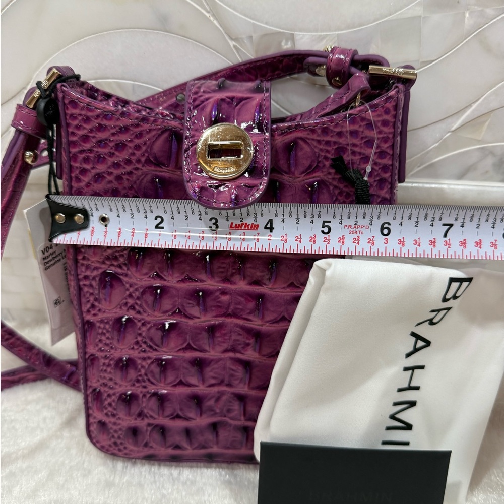 NWT Brahmin Marley in Dewberry Croc-Embossed Shoulder Bag - Picture 4 of 5